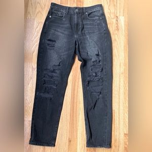 American Eagle Black Distressed Mom Jeans sz 6